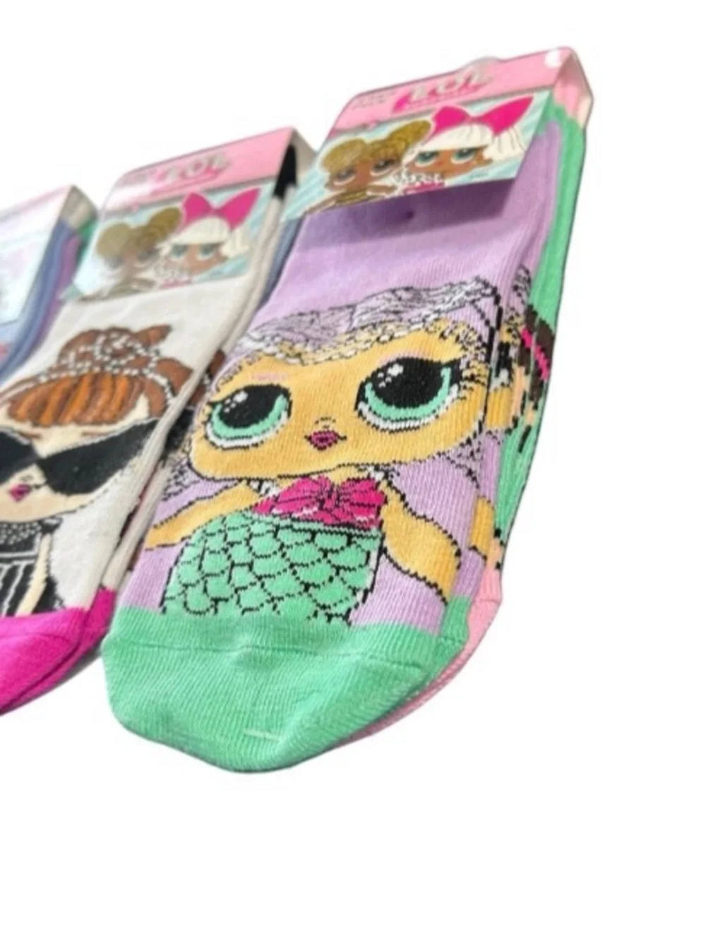 L.O.L. Doll Socks 6 Pairs Girls Shoe Size 7-3, Sock Size 6-8.5 New With Tags